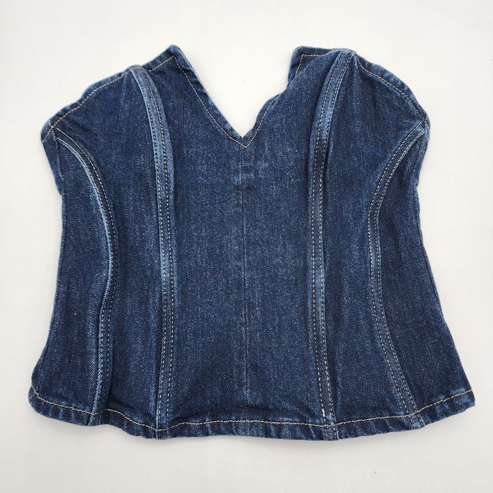 Zara Dark Blue Denim Corset Tank Top